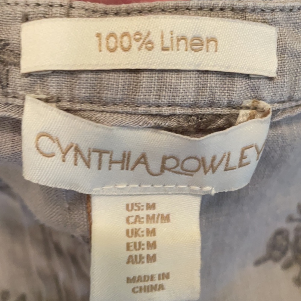 CYNTHIA ROWLEY GRAY LINEN TUNIC sz MEDIUM - Picture 7 of 9